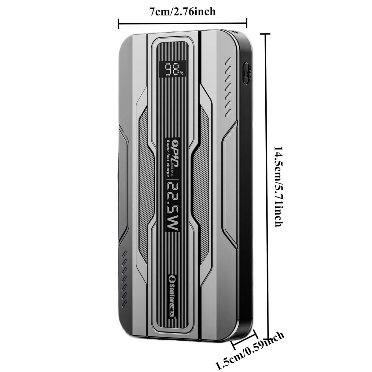Soulor 10000/20000mAh 22.5W Fast Charging Power Bank - Black & Silver - Image 3